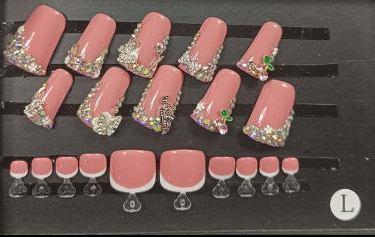 Manicure and Pedicure Set With Rhinestone Lashes